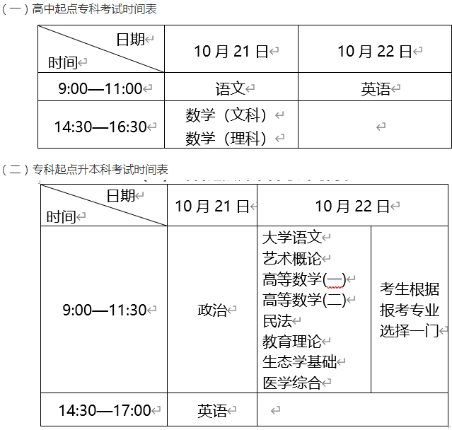 成人高考考試時(shí)間？