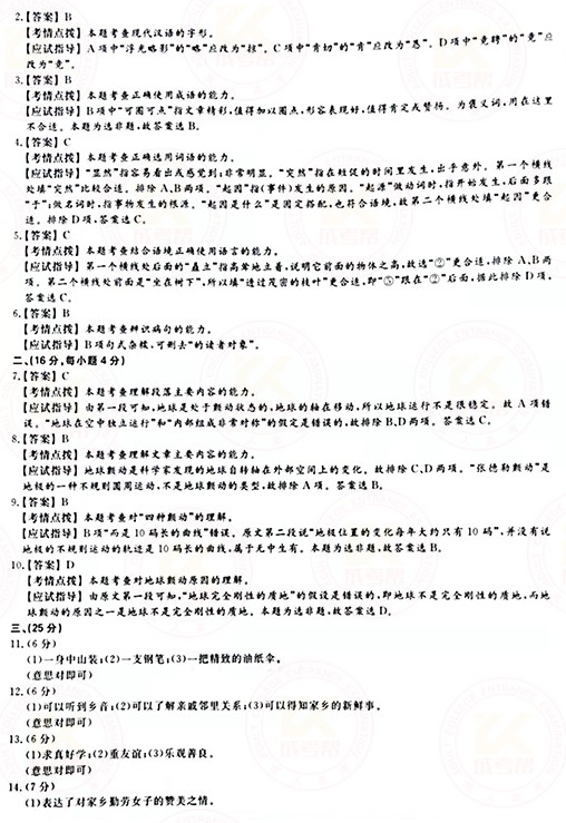 2021年成人高考高起點(diǎn)語文真題及答案！-7