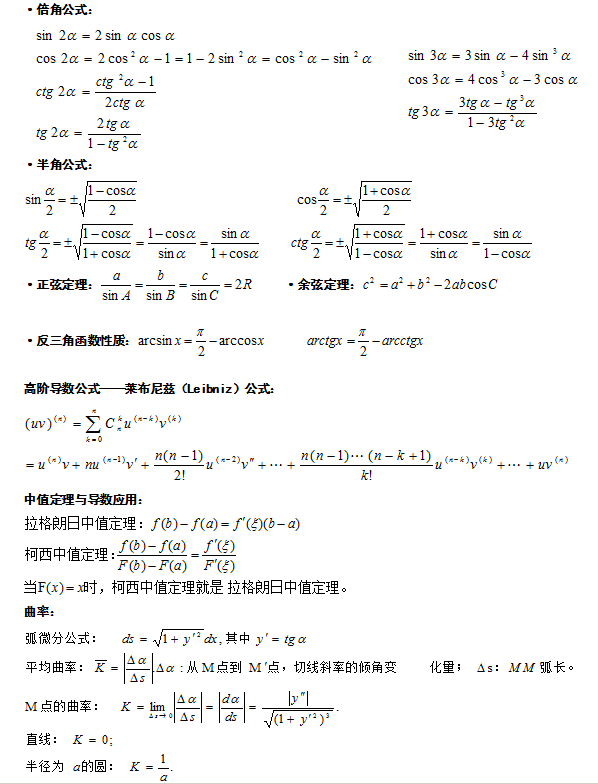 成考數(shù)學(xué)公式匯總-2 成考數(shù)學(xué)公式匯總-2