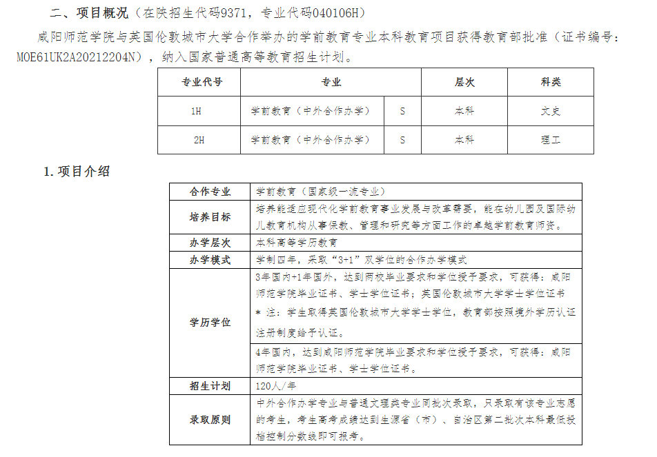 咸陽(yáng)師范學(xué)院與英國(guó)倫敦城市大學(xué)學(xué)前教育專業(yè)合作辦學(xué)項(xiàng)目2023年招生簡(jiǎn)章